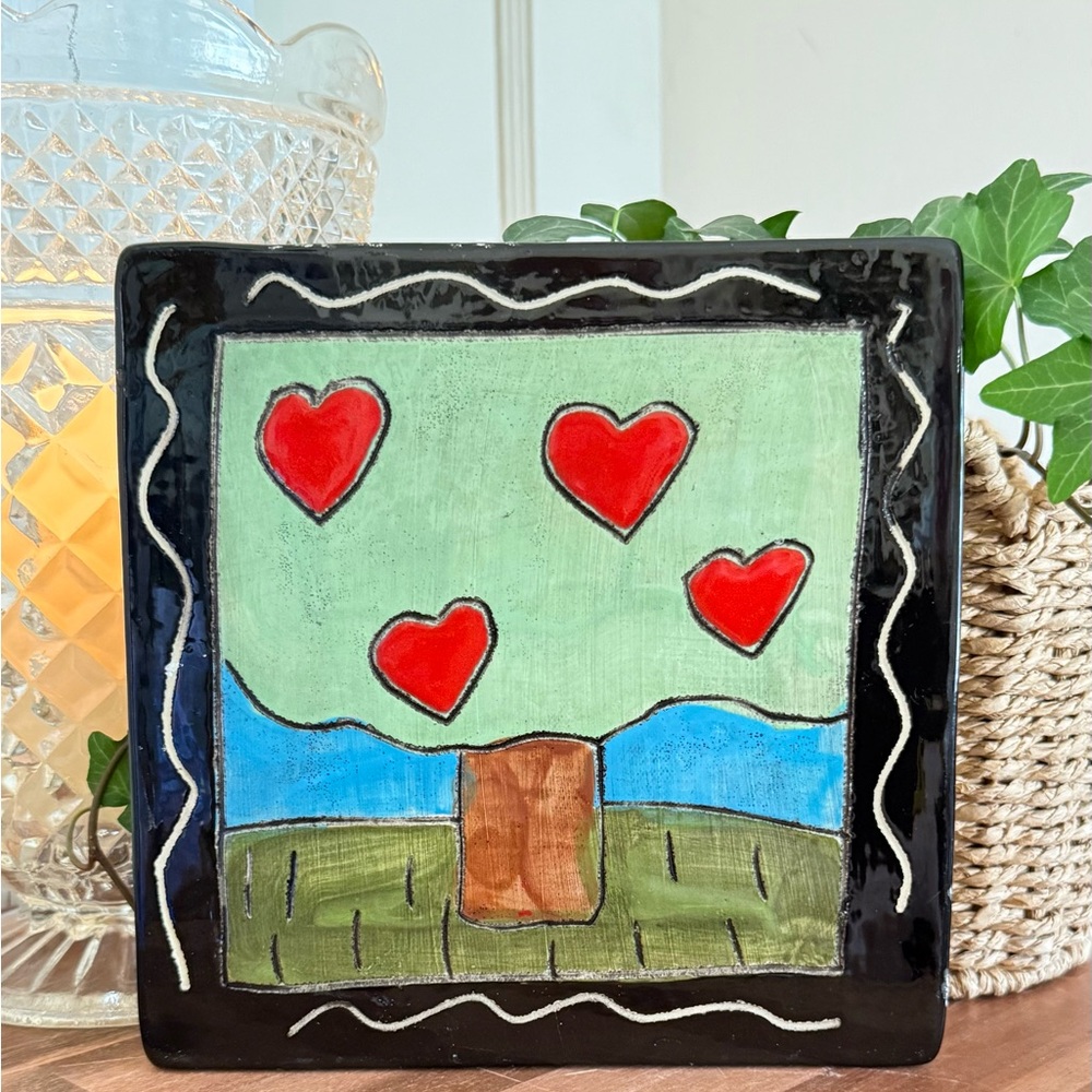 Sandra Magsamen Ceramic Art Tile, “He Who Plants a Tree Plants Love”, Folk Art